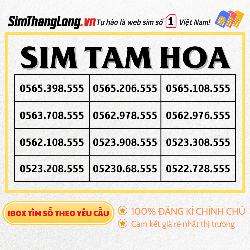 Sim 4G Tam Hoa, Sim Số Đẹp Sim Vietnamobile, Sim Số Đẹp Giá Rẻ, đăng kí chính chủ