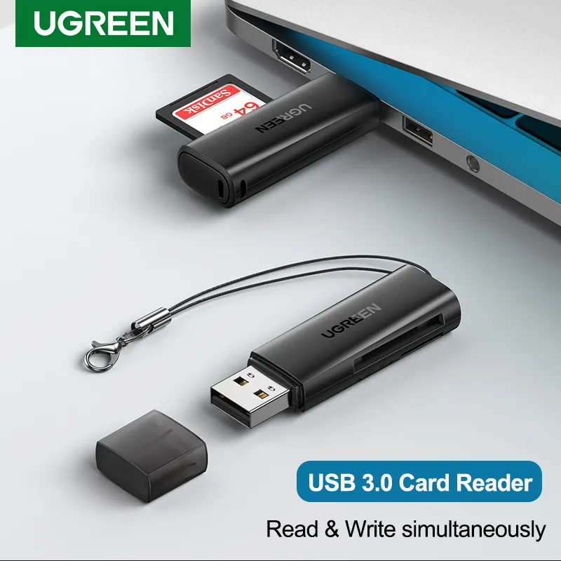 Đầu đọc thẻ nhớ SD TF chân cắm USB 3.0/ 2.0 Ugreen, truyền tải dữ liệu nhanh chóng, nhỏ gọn tiện lợi, BH 12 tháng