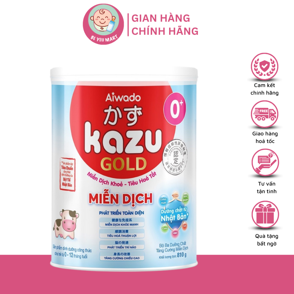Sữa Bột Kazu Gold miễn dịch Nhật Bản Đủ Số 0+, 1+, 2+ - Sữa Mát Tăng Cân  ( Lon 350g/810g )