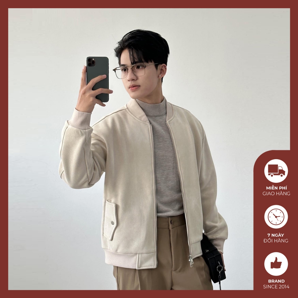 Áo khoác da lộn nam form rộng Độc menswear khóa kéo áo 2 lớp lót lông ấm áp - AK440