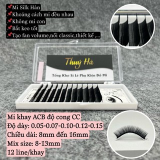Mi khay ACB độ cong CC \ dày 0.05- 0.07- 0.10- 0.12- 0.15 \ dài 8mm-16mm \ Silk Hàn đen mềm\ Thúy Hà