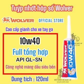 Nhớt hộp số (nhớt láp) xe tay ga Wolver 10w40 Fully Synthetic SN tuýp 120ml Nhập khẩu đức cao cấp