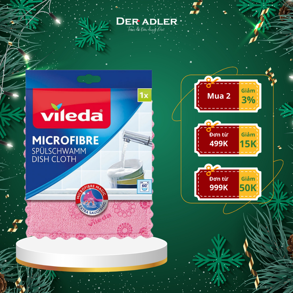 Khăn rửa chén bát chuyên dụng VILEDA tạo bọt và làm sạch dầu mỡ hiệu quả
