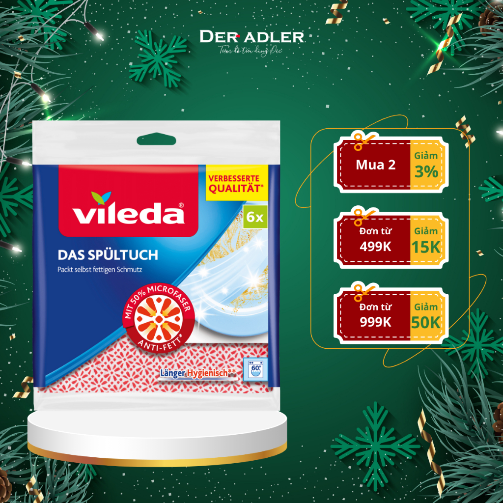 Khăn lau dầu mỡ chuyên dụng VILEDA lấy thức ăn thừa trước khi đưa vào máy rửa chén bát