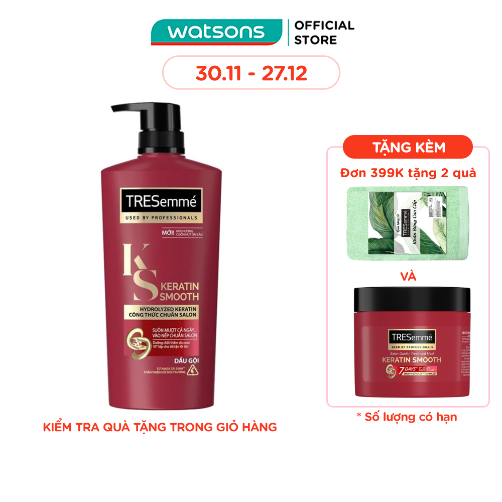 Dầu Gội Tresemmé Keratin Smooth Tinh Dầu Argan & Keratin Vào Nếp Suôn Mượt 640g
