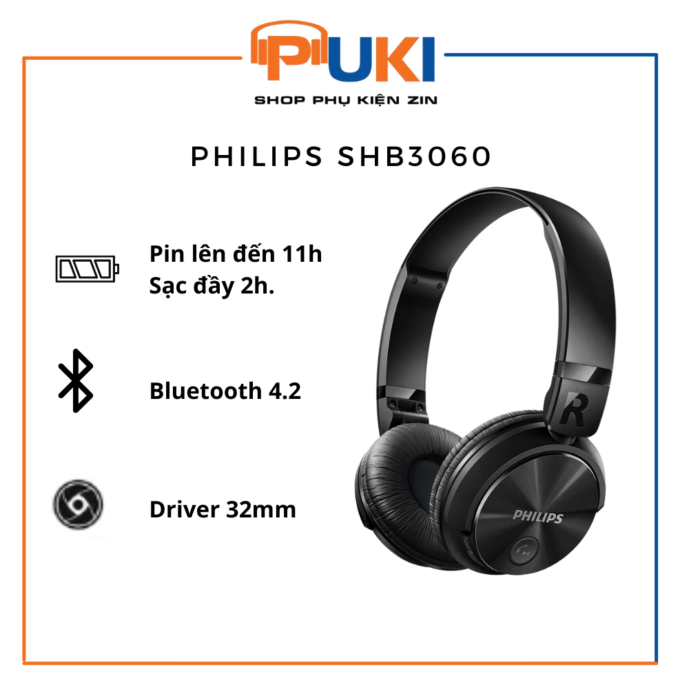Tai nghe chụp tai bluetooth on-ear Philips SHB3060