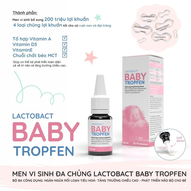 Men vi sinh đa chủng Lactobact Baby Tropfen Đức 15ml cho bé