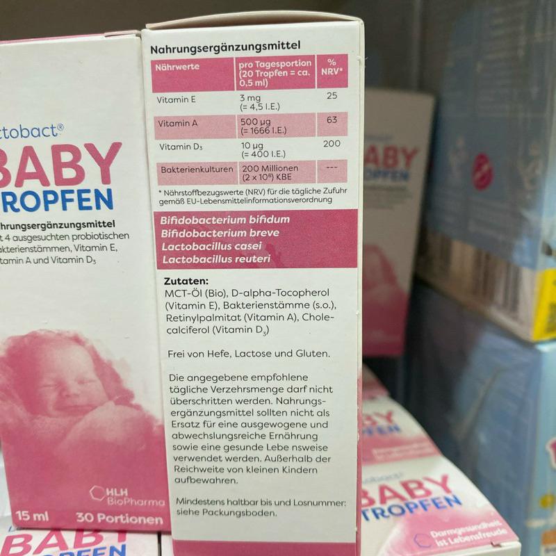 Men vi sinh đa chủng Lactobact Baby Tropfen Đức 15ml cho bé