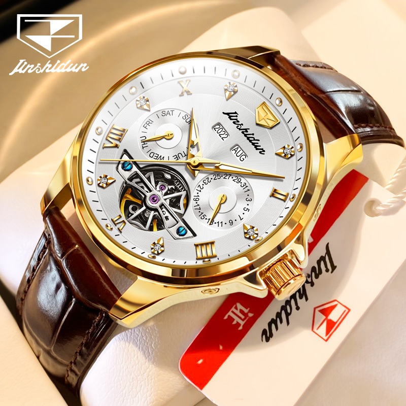 Đồng hồ automatic nam chính hãng lộ máy cơ chống thấm nước,Đồng hồ JSDUN có dạ quang,Đồng hồ đeo tay quà tặng nam giới