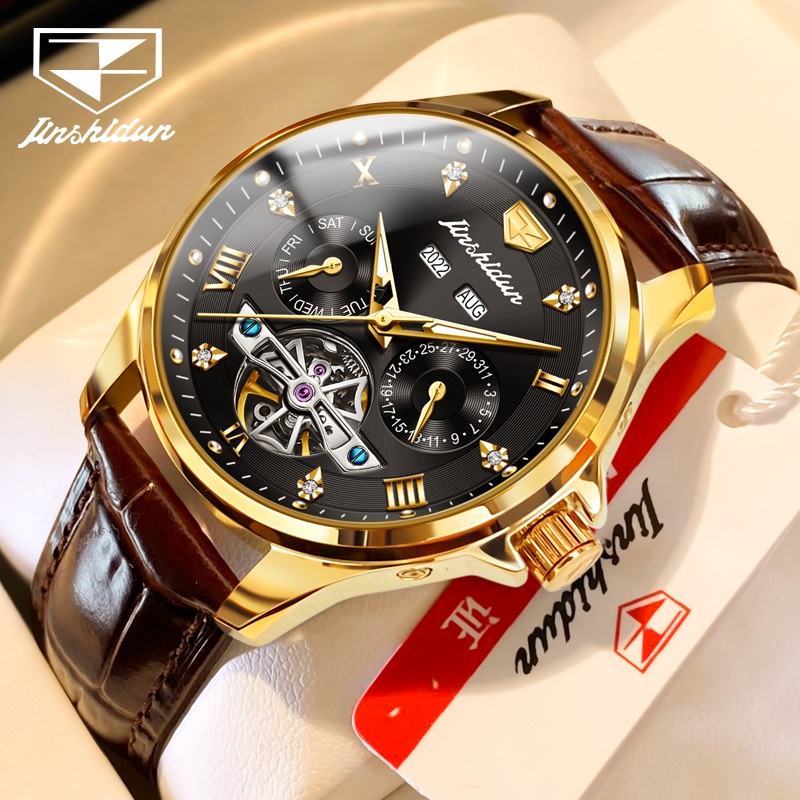 Đồng hồ automatic nam chính hãng lộ máy cơ chống thấm nước,Đồng hồ JSDUN có dạ quang,Đồng hồ đeo tay quà tặng nam giới