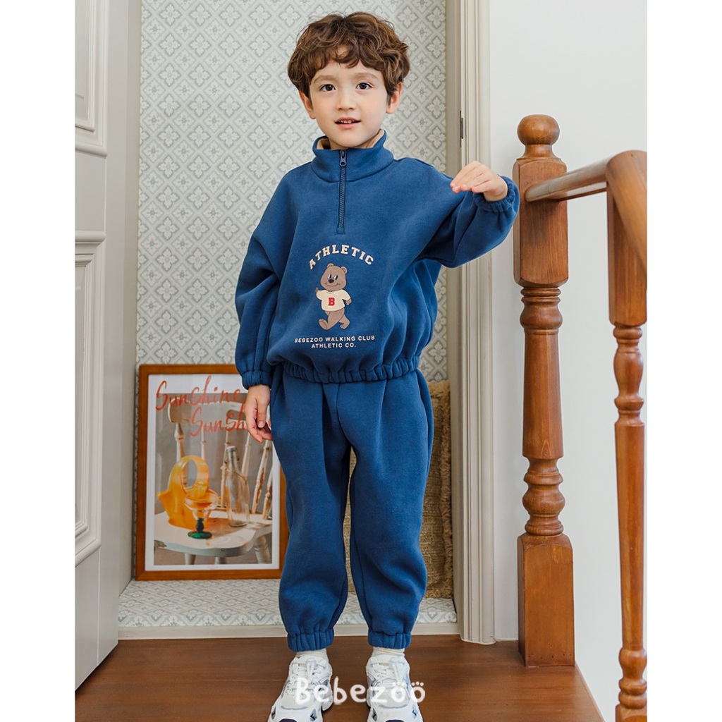 Bộ nỉ bông Bebezoo kéo khóa cho bé BEC4SE201