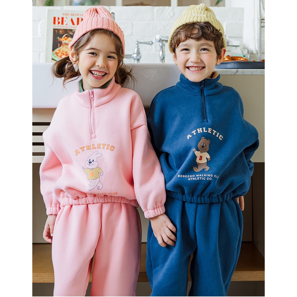 Bộ nỉ bông Bebezoo kéo khóa cho bé BEC4SE201