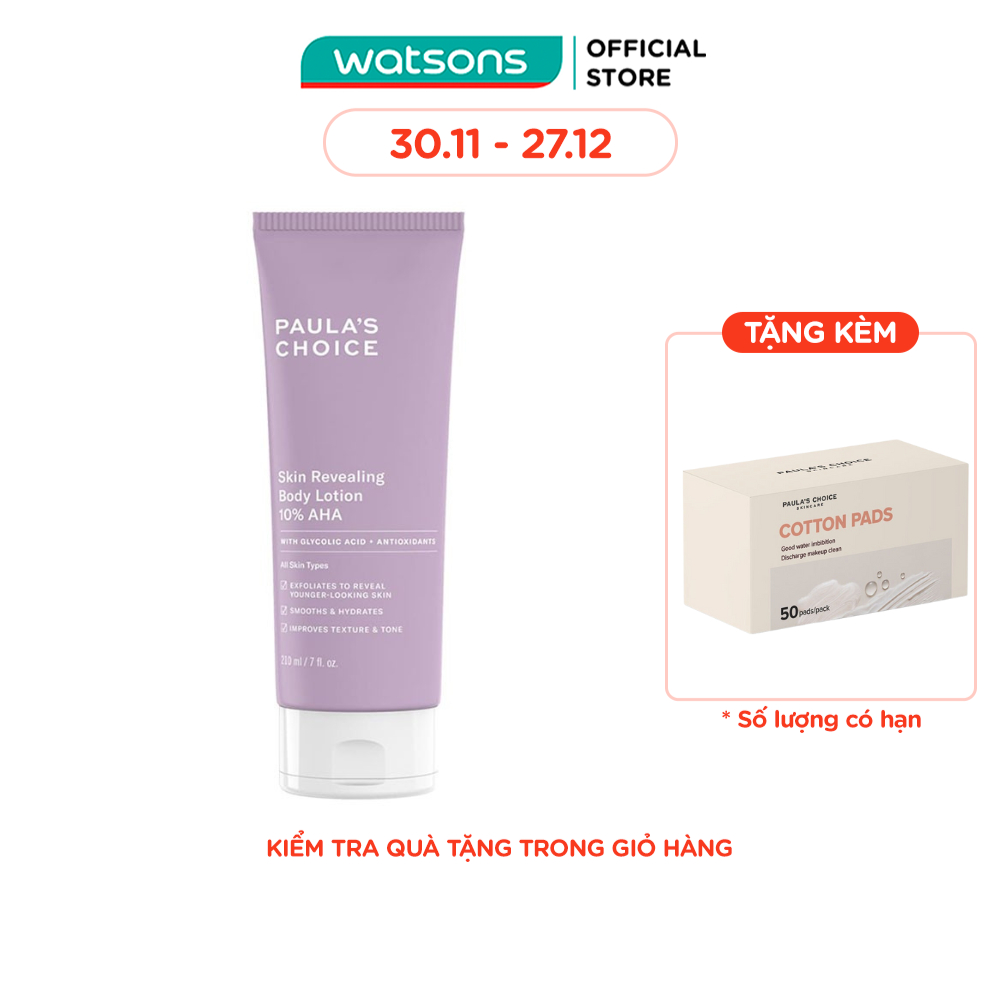 Kem Dưỡng Thể Paula's Choice Skin Revealing Body Lotion 10% AHA Tẩy Tế Bào Dịu Nhẹ 210ml