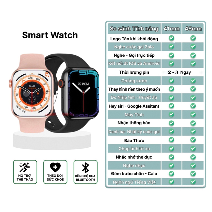 Đồng Hồ Nhận Thông Báo Zalô - Face / Đồng Hồ Thông Minh Seri 9 Tràn Viền Thay Ảnh Nền - Smart Watch Seri9