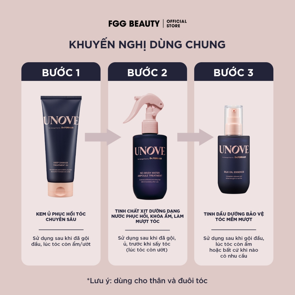 Tinh chất dưỡng tóc cao cấp UNOVE Silk Oil Essence giúp chăm sóc tóc khô và hư tổn 70ml