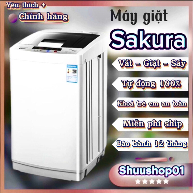 Máy giặt mini SAKURA ( Tiếng Việt )Tự động 100%, giặt, vắt, sấy - Bảo Hành 12 tháng