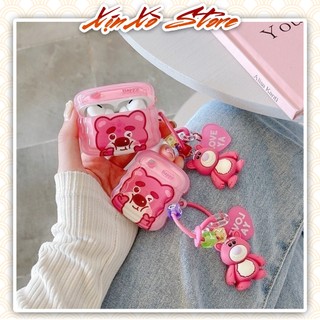 Ốp bảo vệ Airpod 2/3/Pro/Pro2 Gấu Dâu Cute kèm móc khóa cao cấp - XỊN XÒ Store