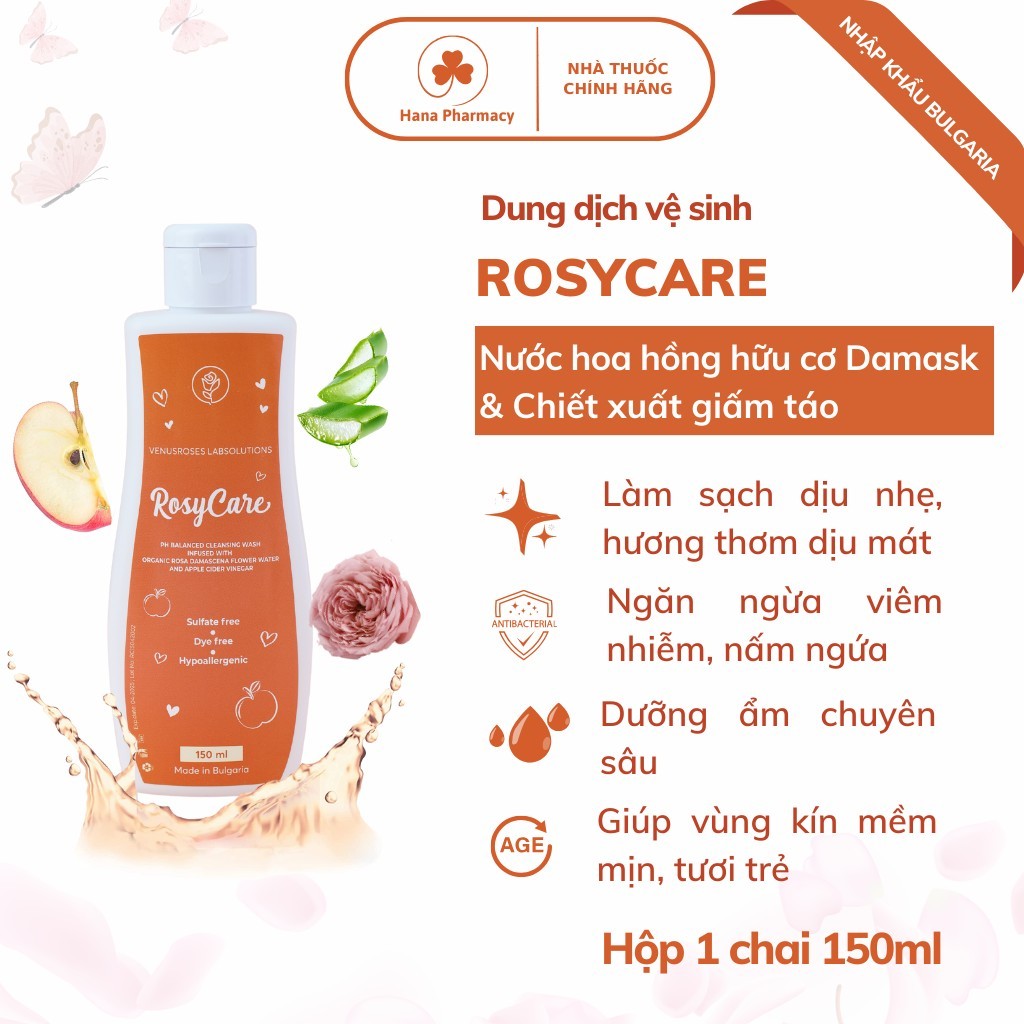Dung Dịch Vệ Sinh Phụ Nữ ROSYCARE Dạng Gel Làm Sạch Ngăn Ngừa Viêm Nhiễm Dưỡng Ẩm Khử Mùi Hiệu Quả Cho Vùng Kín