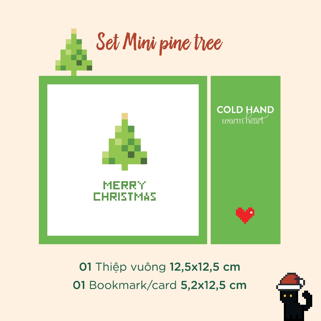 Thiệp giáng xinh giáng sinh phong cách pixel nhảm nhí dễ thương