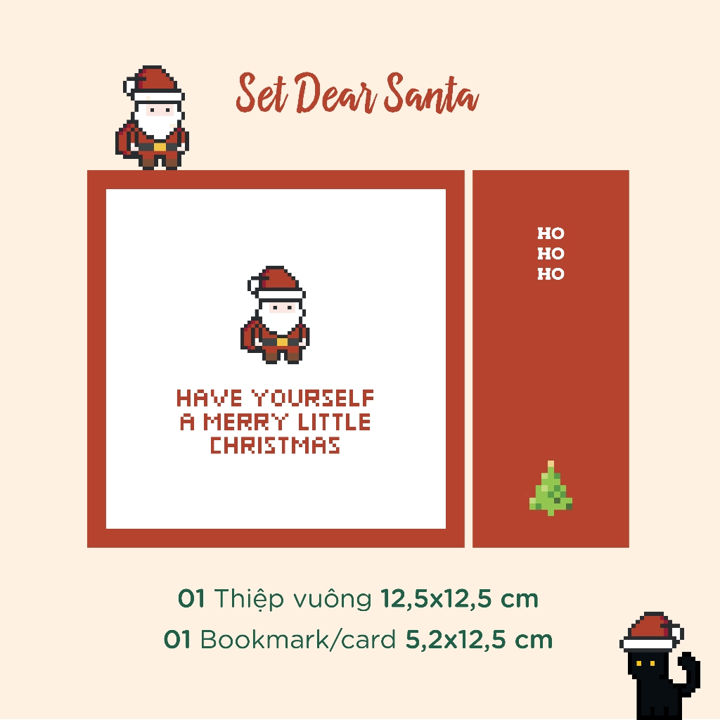 Thiệp giáng xinh giáng sinh phong cách pixel nhảm nhí dễ thương