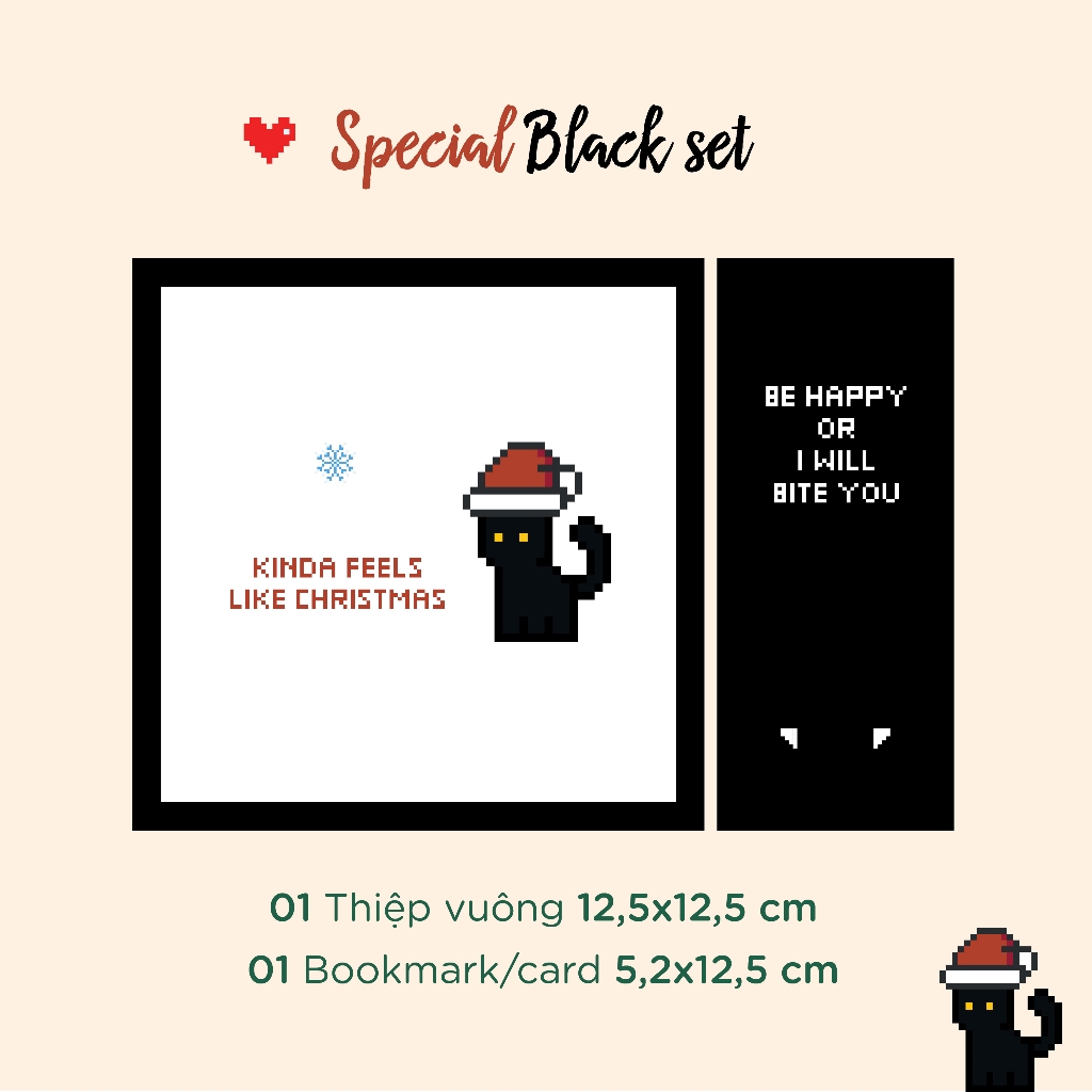 Thiệp giáng xinh giáng sinh phong cách pixel nhảm nhí dễ thương