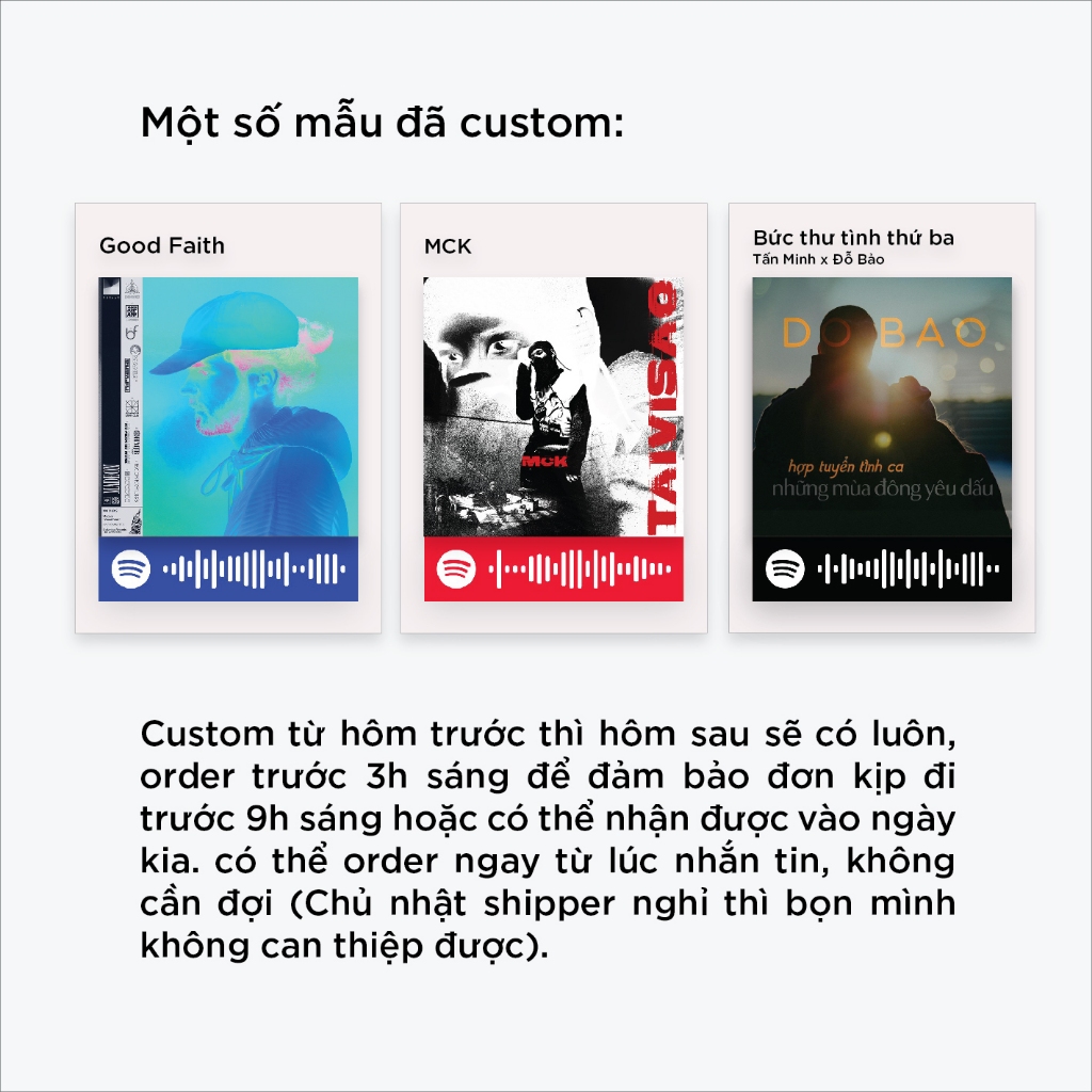 Thẻ poscard spotify  in hình nghệ sĩ trang trí ốp điện thoại, decor 6x8,5 cm