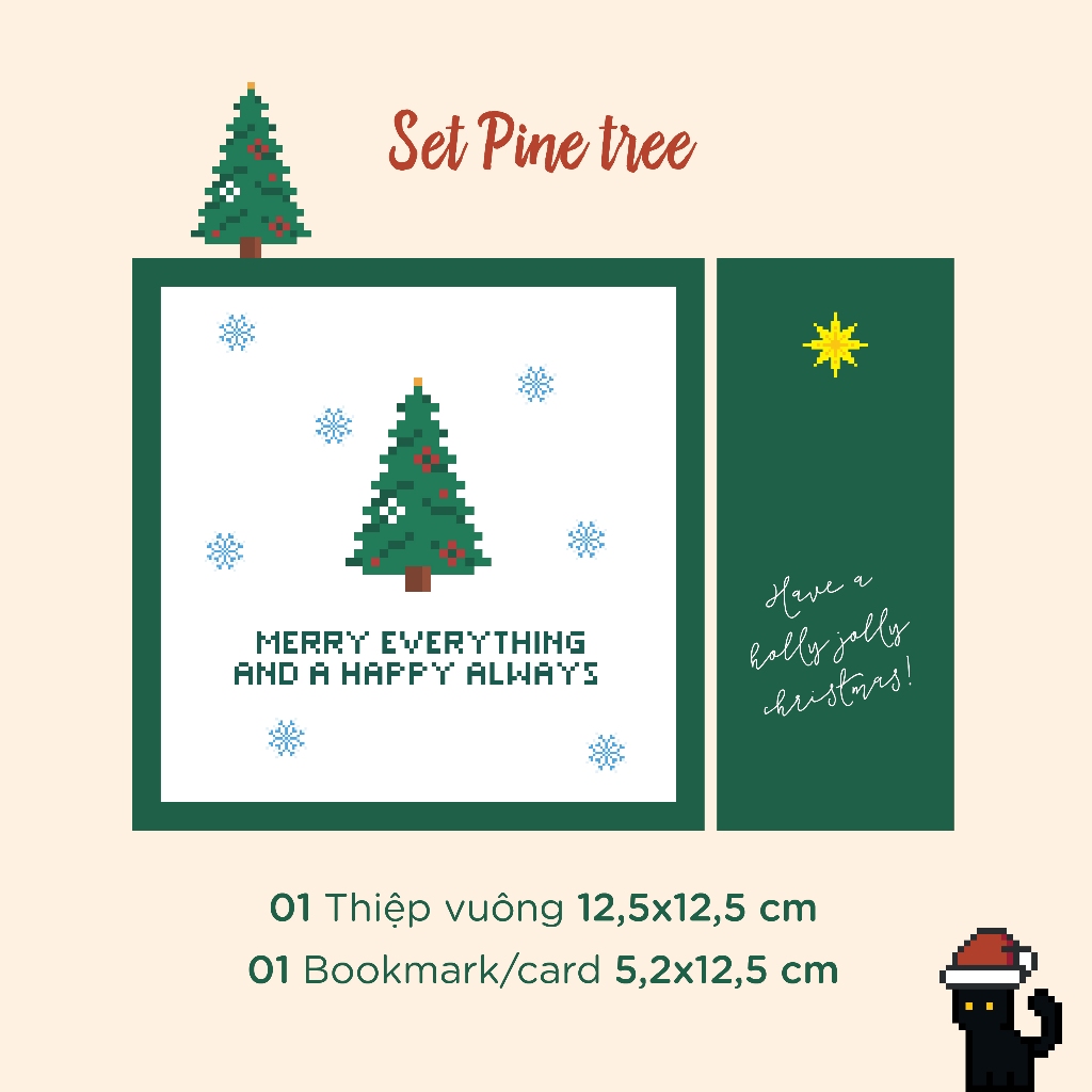 Thiệp giáng xinh giáng sinh phong cách pixel nhảm nhí dễ thương