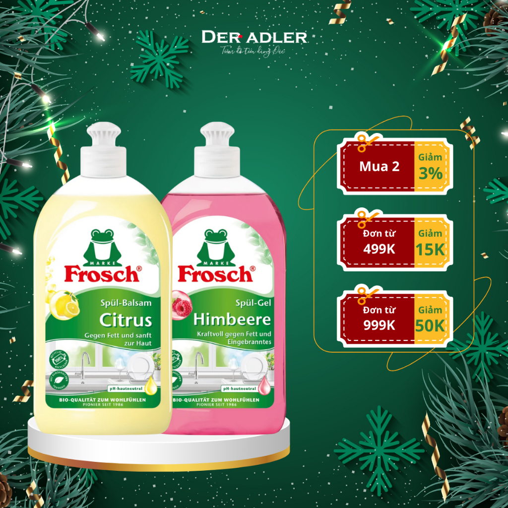 Nước rửa bát đậm đặc hữu cơ FROSCH cho chén đĩa sạch bóng, an toàn và lành tính