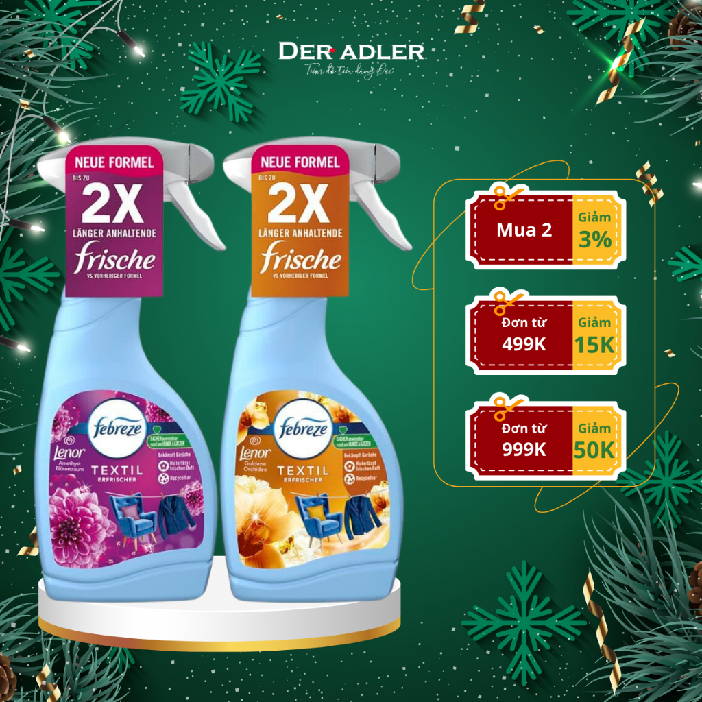 Xịt thơm vải FEBREZE khử mùi quần áo, sofa, rèm, thảm, đủ trọn bộ mùi hương