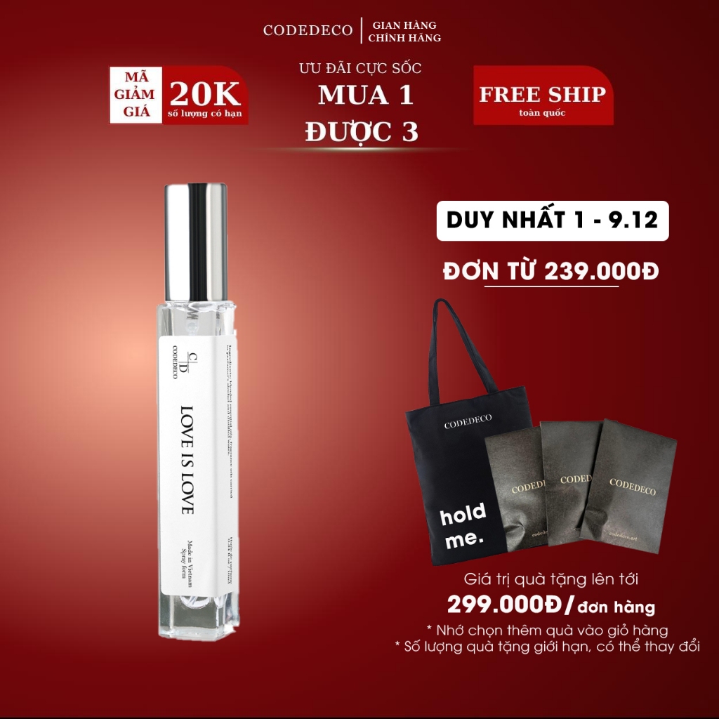 Tinh dầu thơm CODE DECO Love Is Love ấm áp, độc đáo - 10ml