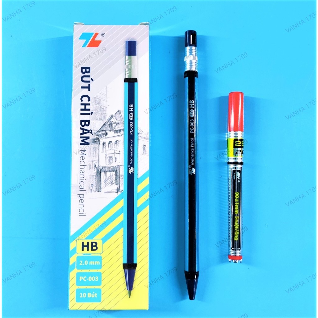 THIÊN LONG PC003 Bút Chì Bấm HB 2.0mm & PCL05 Ruột Chì Thay Thế.