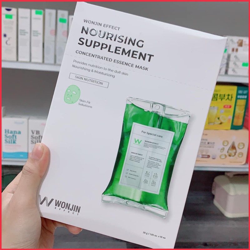 Hộp 10 Miếng Mặt Nạ Phục Hồi Da Wonjin Effect Medi Energy Infusion Xanh Lá