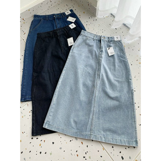 Chân váy jean dài 2 túi trước xẻ bên 3 màu freesize 13593