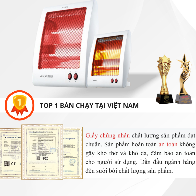 Đèn sưởi 2 bóng công suất 800w làm ấm nhanh cho nhà tắm, phòng ngủ, phòng làm việc làm ấm trong 5s DSN01