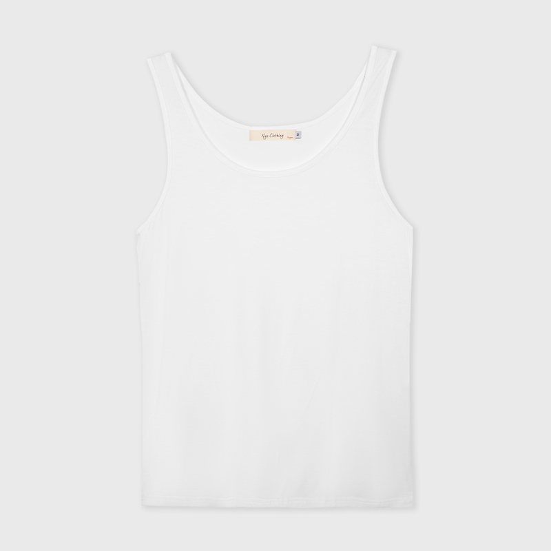 Áo Ba Lỗ Cổ Rộng NGO Màu Trắng - Scoop Neck Tank Top WHITE