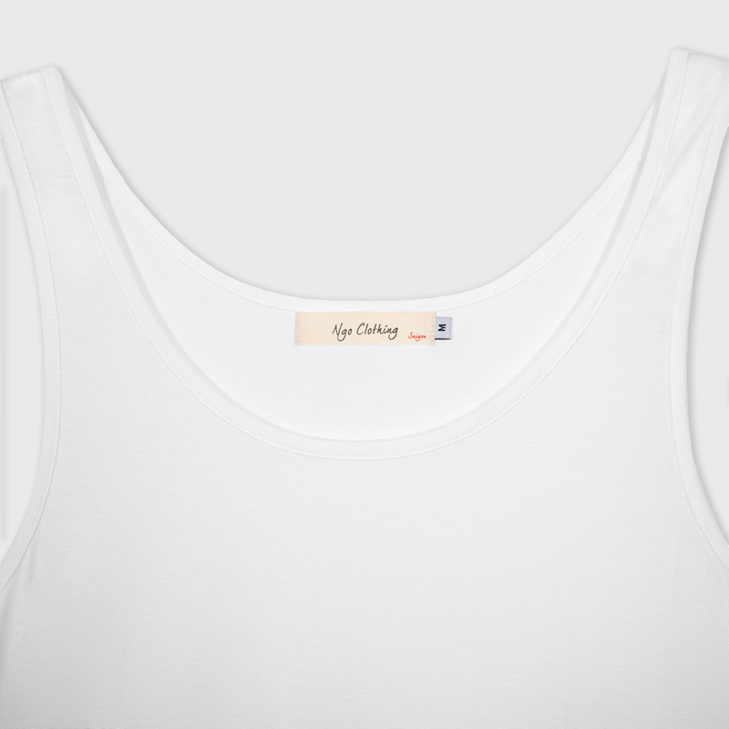 Áo Ba Lỗ Cổ Rộng NGO Màu Trắng - Scoop Neck Tank Top WHITE