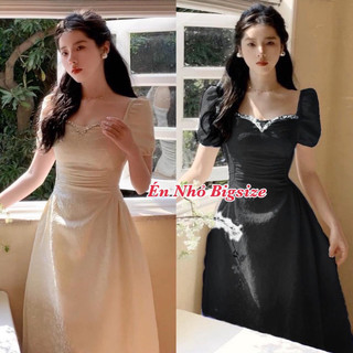 Thời Trang Bigsize - Đầm Váy Bigsize Đính Đá Tay Bồng Viền Đá Thiết Kế Dự Tiệc Nữ Vải Xốp Gấm Cao Cấp Đep Giá Rẻ 40-95kg