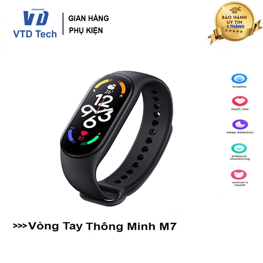 Đồng Hồ Thông Minh Smart Band M7, Vòng Đeo Tay Thể Thao, Theo Dõi Sức Khỏe - VTD Tech