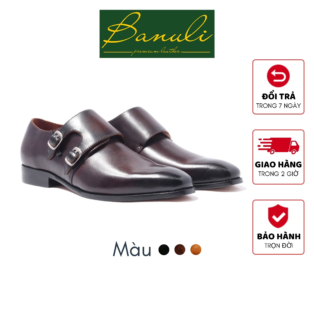 Giày Da Nam BANULI H1DS2M0 (100% Da Bò Ý Mặt Ngoài Và Lót Trong, Siêu Nhẹ Siêu êm, Chính Hãng)