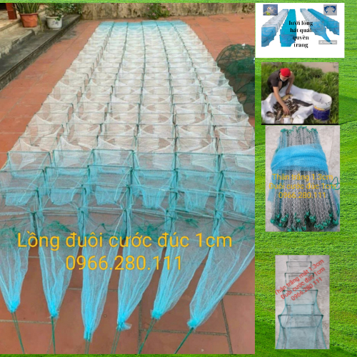 Lưới lồng bát quái bắt cá 29 khung dài 9m2 đuôi 1 phân cước đúc thân 1.3cm trắng,lưới lồng 29 khung bắt tôm cá