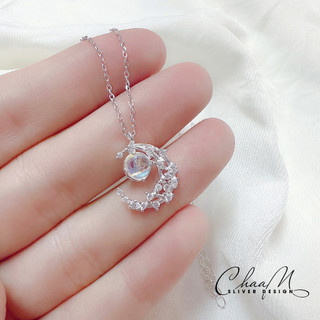 Dây chuyền bạc nữ S925 CHAAM mặt trăng đá moonstone lấp lánh CHAAM Sliver Design