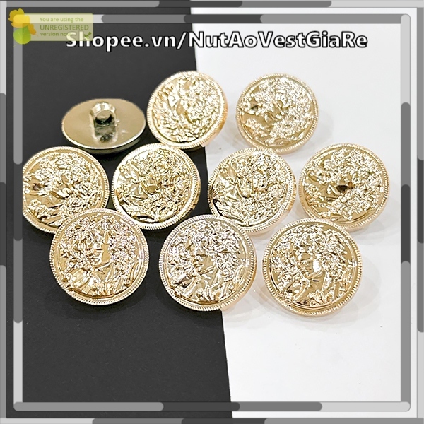 Set 10 Nút Châu Âu Cổ điển, Nút vàng cho áo khoác, Các nút quần áo thời trang bằng kim loại tròn 1.8 cm, 2cm