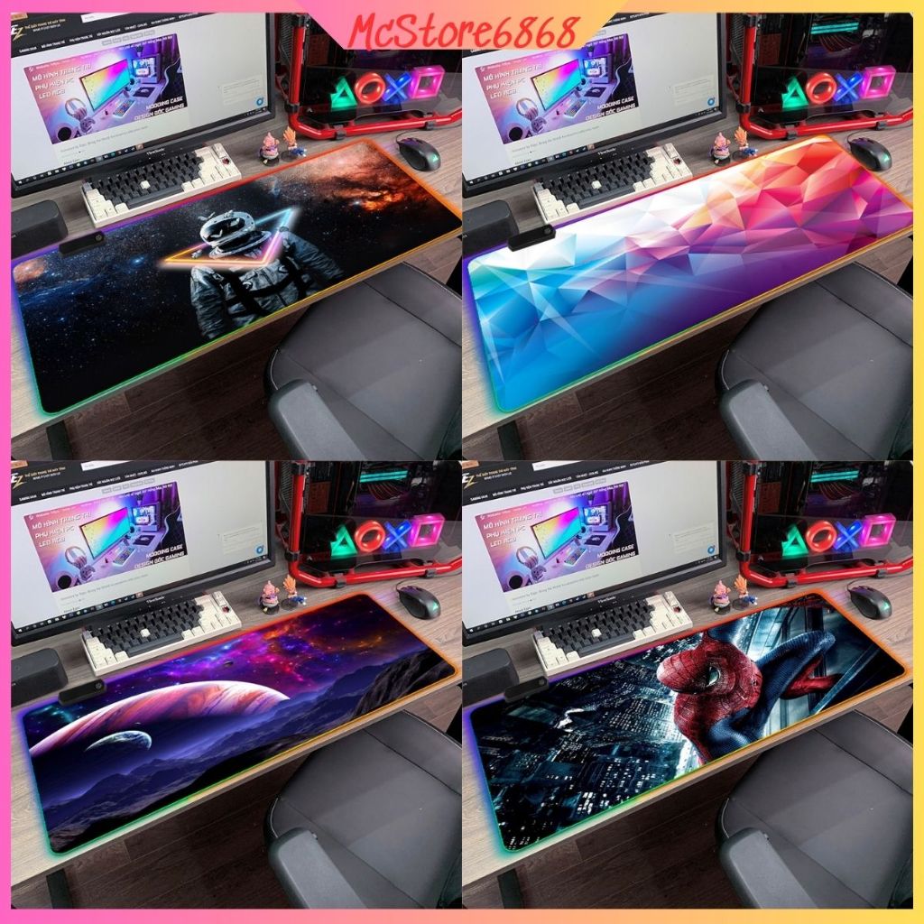 Lót chuột LED RGB 25x35cm 70x30cm 80x30cm 90x40cm pad chuột bền đẹp ánh sáng LED nhiều màu sắc Full 50 mẫu anime