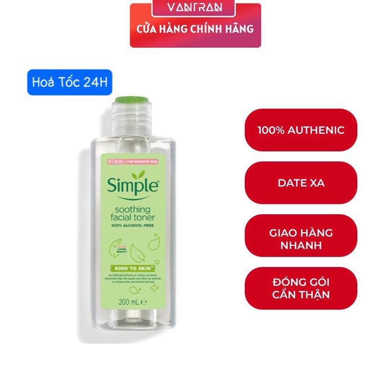 Nước Hoa Hồng làm dịu da mặt Simple Facial Toner 200ml