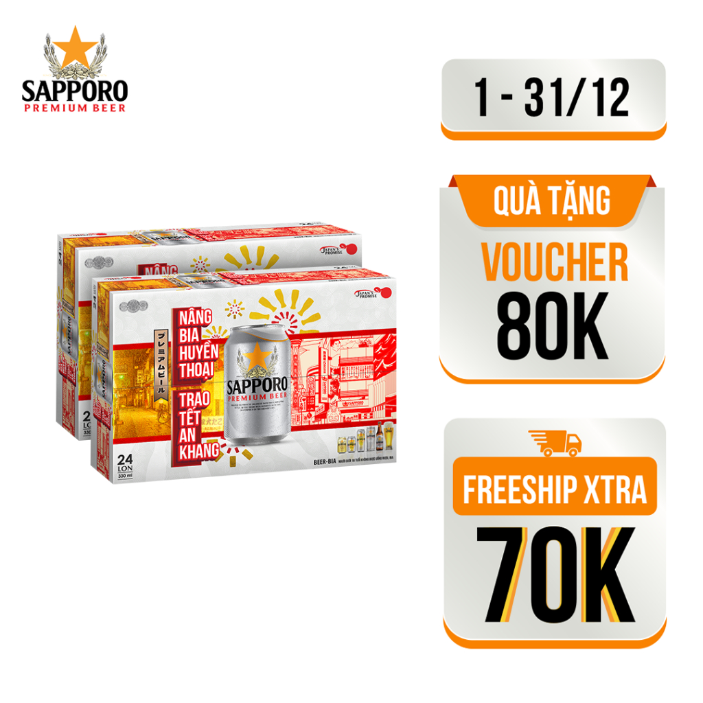Combo 02 thùng Sapporo Premium 330ml