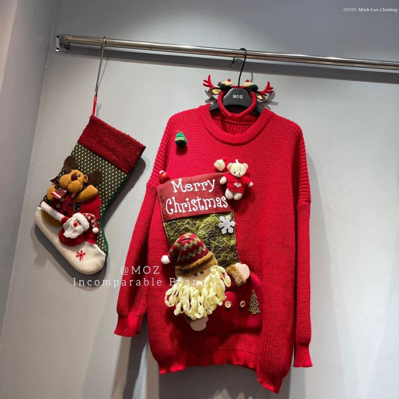 ÁO LEN MERRY CHRISTMAS HÌNH ĐÔI GIẦY DIỆN NOEL
