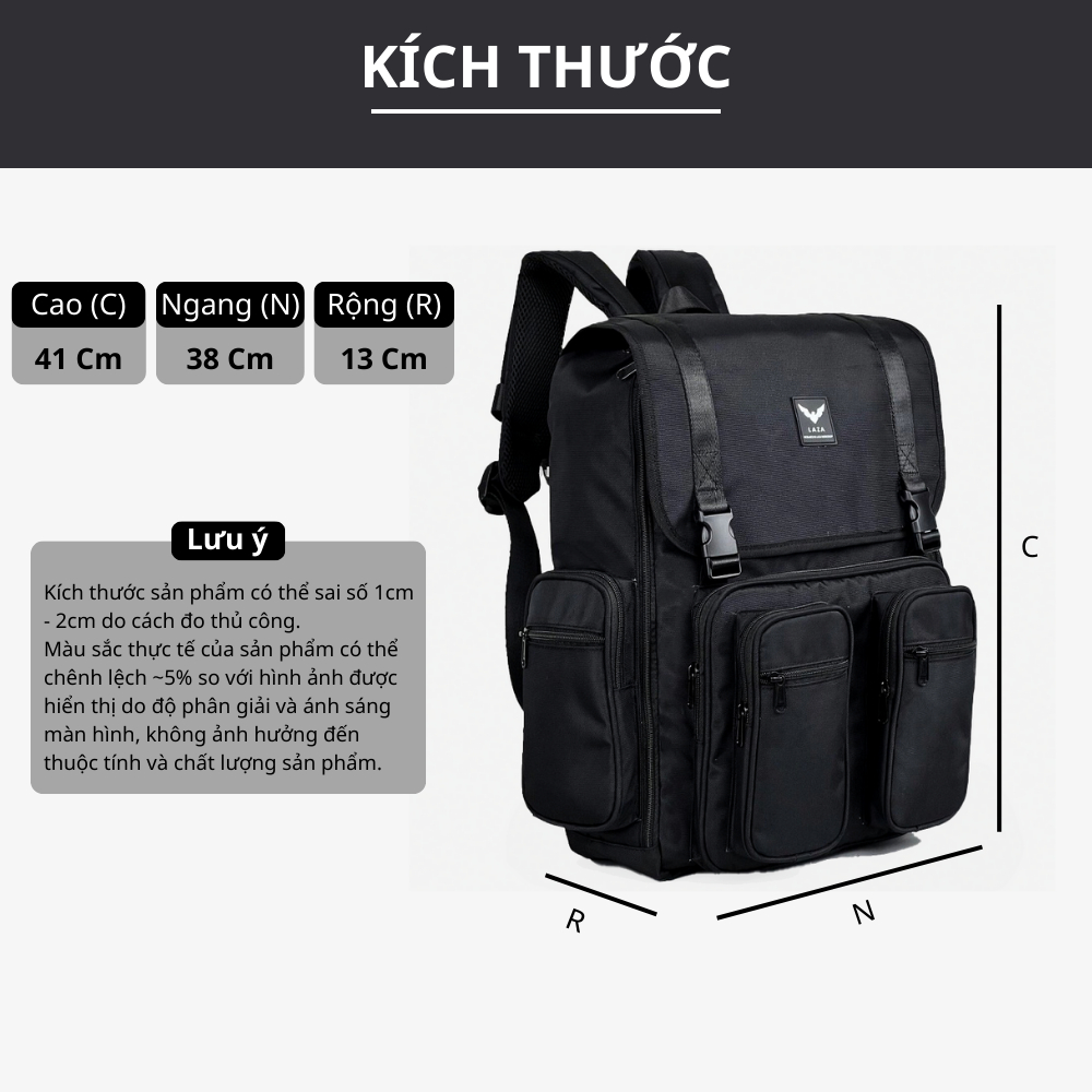 Balo laptop LAZA Simple Backpack 500 - Hàng thiết kế cao cấp trượt nước - Bảo hành trọn đời