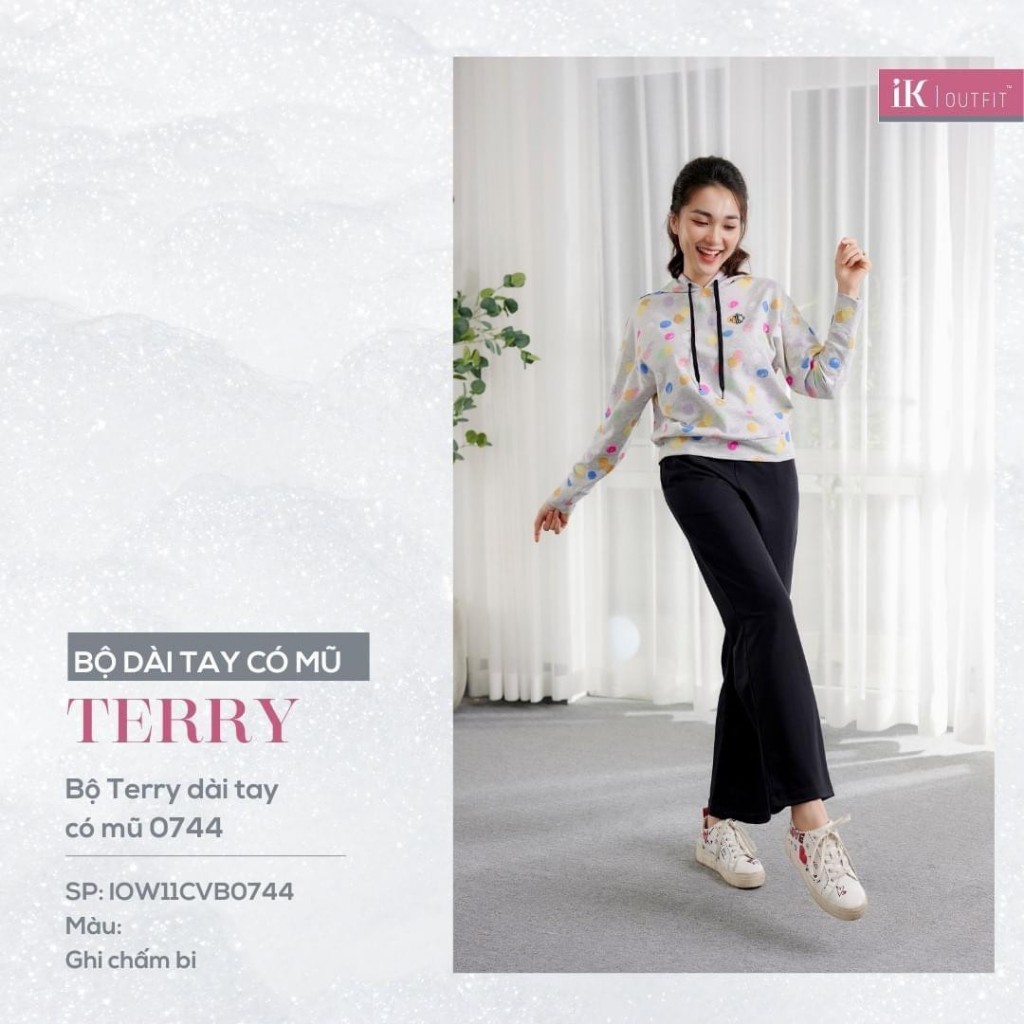 Bộ đồ cao cấp iK, chất cotton thoáng mát, kiểu dáng áo hoodie quần xuông dáng thể thao cá tính
