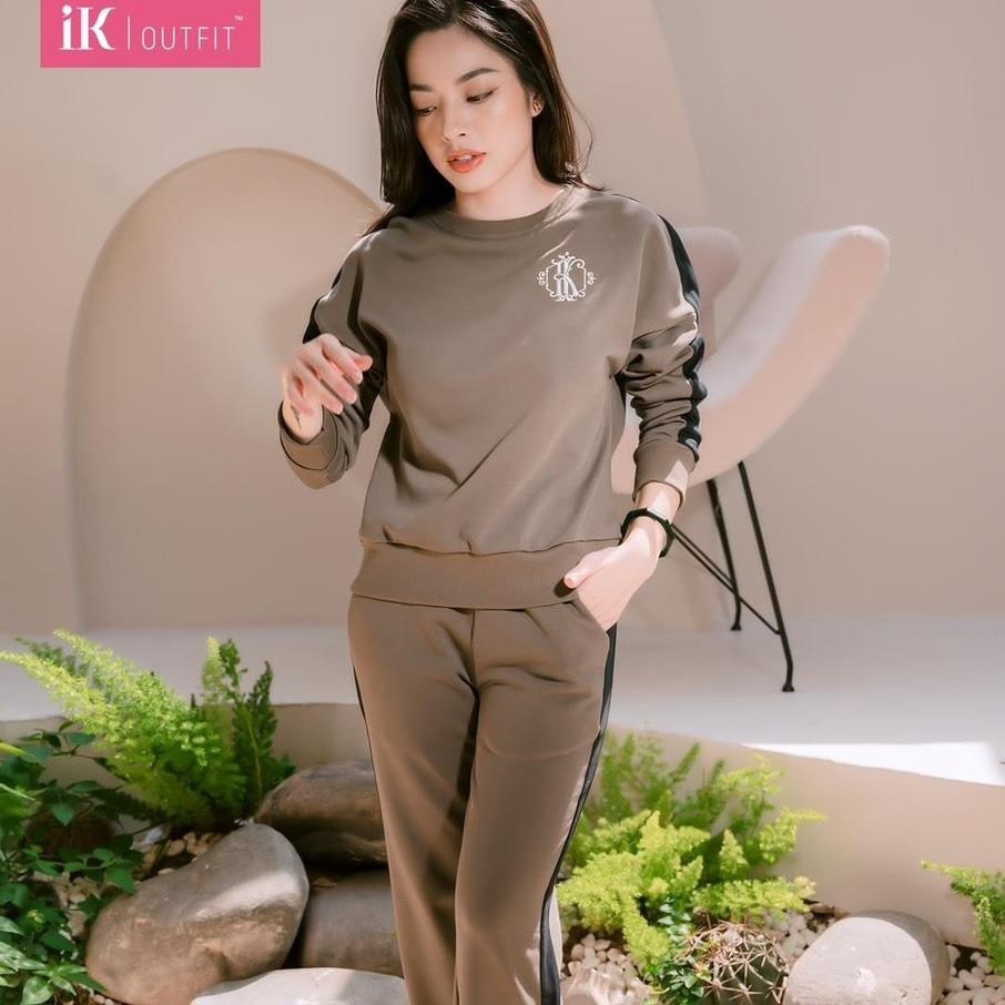 Set iK nỉ cao cấp, họa tiết thêu chữ ngực tinh, kiểu áo dài tay quần dài, chất mềm thoáng khí