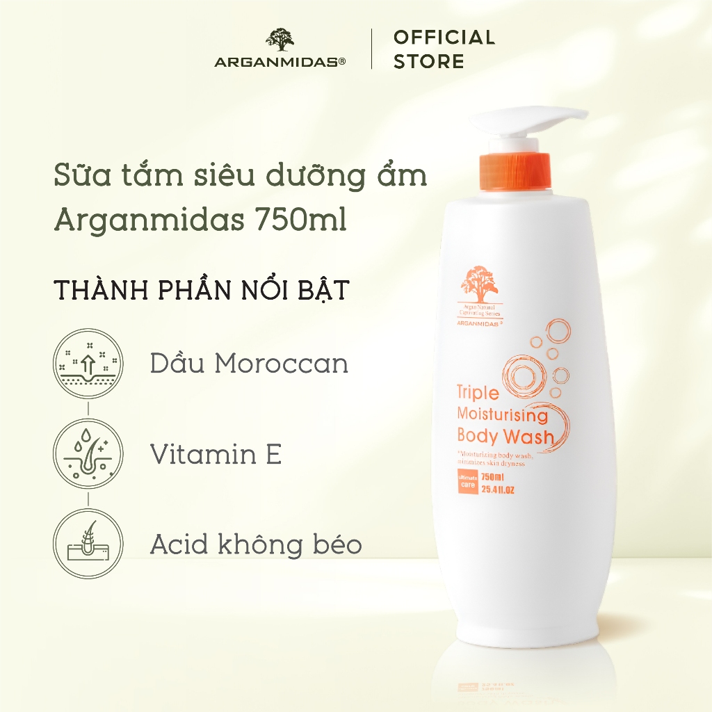 Sữa tắm siêu dưỡng ẩm Arganmidas 750ml